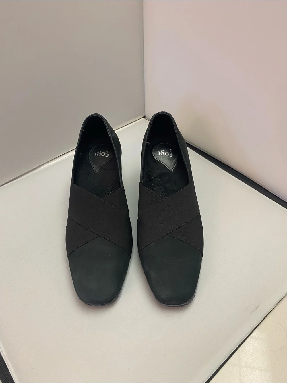 Women’s Black Wedge Slip-On Shoes suede Sz 37